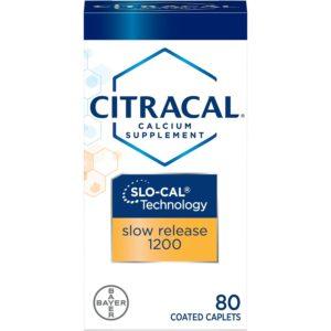 Citracal Slow Release 1200 Calcium With Vitamin D3, Caplets, 80 Count