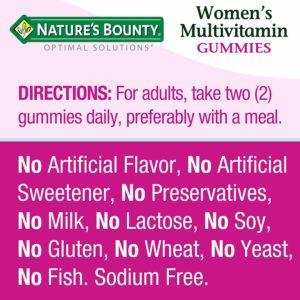 Nature’s Bounty Optimal Solutions Women’s Multivitamin Gummies, Dietary Supplement, Raspberry Flavor, 80 Count