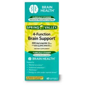 Spring Valley 4-Function Brain Support Dietary Supplement, 60 Count