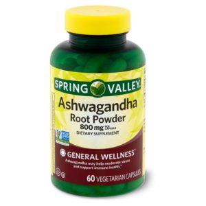 Spring Valley Ashwagandha Root Powder Vegetarian Capsules, 800 Mg, 60 Count