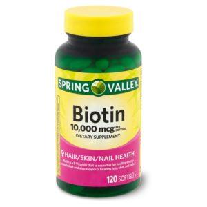 Spring Valley Biotin Softgels, Dietary Supplement, 10,000 Mcg, 120 Count