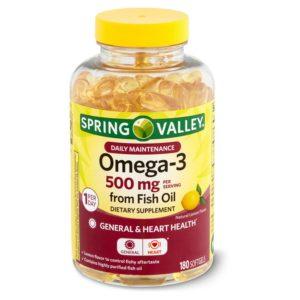 Spring Valley Daily Maintenance Omega-3 From Fish Oil Dietary Supplement, 500 Mg, 180 Count