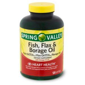Spring Valley Fish, Flax And Borage Oil Softgels, 120 Count