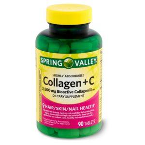 Spring Valley Highly Absorbable Collagen + C Dietary Supplement, 2,500 Mg, 90 Count