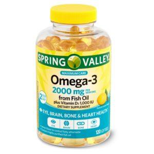 Spring Valley Maximum Care Omega-3 From Fish Oil Dietary Supplement, 2000 Mg, 120 Count