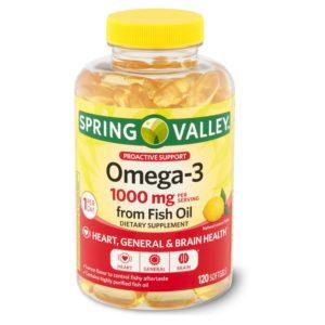 Spring Valley Omega-3 Fish Oil Soft Gels, 1000 Mg, 120 Count