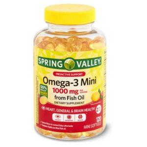 Spring Valley Proactive Support Omega-3 Mini From Fish Oil Dietary Supplement, 1000 Mg, 120 Count