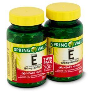 Spring Valley Vitamin E Dietary Supplement Twin Pack, 180 Mg, 200 Count