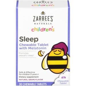 Zarbee’s Naturals Children’s Sleep With Melatonin, Grape, 30 Chewable Tablets