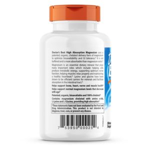 Doctor’s Best High Absorption Magnesium 100 Mg, 120 Tablets