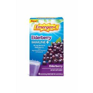 Emergen-C Immune Plus Vitamin C Supplement Powder, Elderberry, 18 Ct