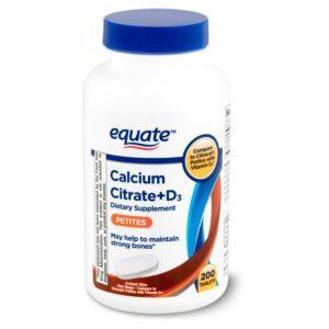 Equate Calcium Citrate + D3 Petites Dietary Supplement, 200 Count