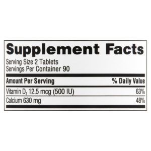 Equate Calcium Citrate+D3 Dietary Supplement, 180 Count