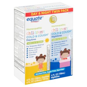 Equate Children’s Homeopathic Daytime And Nighttime Cold And Cough Liquid Twin Pack, 4 Fl Oz
