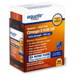 Equate Extra Strength Omega-3 Krill Oil Dietary Supplement, 500 Mg, 45 Count