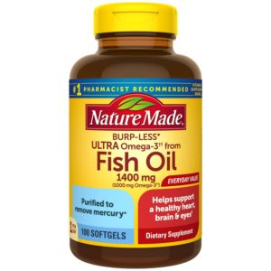 Nature Made Burp-Less Ultra Omega 3 From Fish Oil 1400 Mg Softgels, 100 Count