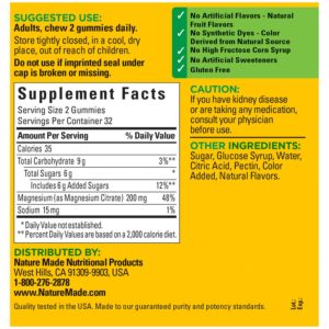 Nature Made High Absorption Magnesium Citrate 200mg Gummies Supplement, 64 Count