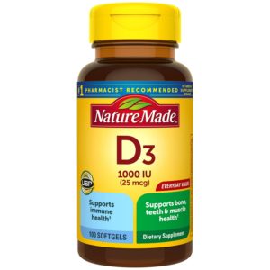 Nature Made Vitamin D3 1000 IU (25 Mcg) Softgels Supplement, 200 Count, Twin Pack