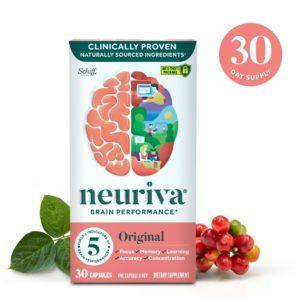 Neuriva Original Brain Performance Supplement (30 Count), Brain Support With Clinically Proven Natural Ingredients (Coffee Cherry And Plant Sourced Phosphatidylserine)