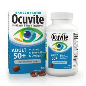 Ocuvite Adult 50+ Eye Vitamins And Mineral Supplements With Lutein, Zeaxanthin And Omega-3-from Bausch + Lomb -90 Soft Gels