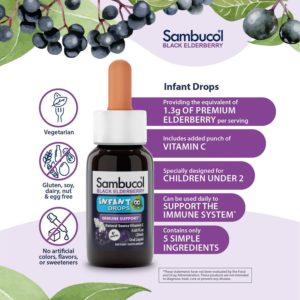Sambucol Black Elderberry Infant Immune Support Drops, Vitamin C And Antioxidants, .68 Fl Oz Bottle