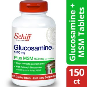 Schiff Glucosamine 1500mg (per Serving) Plus MSM Tablets (150 Count), To Help Support Joint Mobility And Flexibility With Extra Cartilage Support*