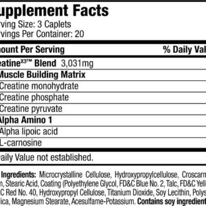 Six Star Pro Nutrition Creatine Amino Acid Supplements, 3 Caplets Per Serving, 60 Ct