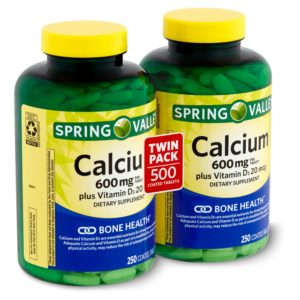 Spring Valley Calcium Dietary Supplement Twin Pack, 600 Mg, 250 Count, 2 Pack