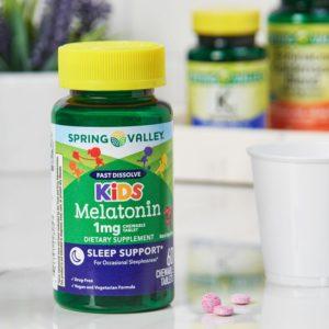 Spring Valley Fast Dissolve Kids Melatonin Chewable Tablets, Grape Flavor, 1 Mg, 60 Ct