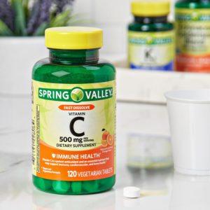 Spring Valley Fast Dissolve Vitamin C Vegetarian Tablets, Orange Flavor, 500 Mg, 120 Ct