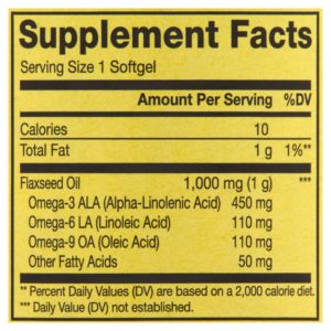 Spring Valley Flaxseed Oil Dietary Supplement, 1,000 Mg, 100 Count