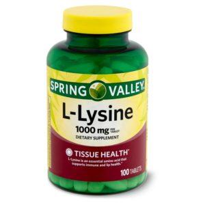 Spring Valley Lysine Amino Acid Supplements, 1 Tablet Per Serving, 100 Count
