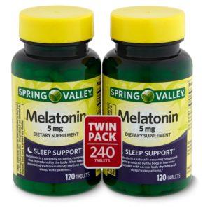 Spring Valley Melatonin Dietary Supplement Twin Pack, 5 Mg, 120 Count, 2 Pack