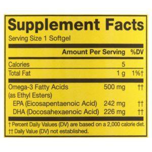 Spring Valley Natural Lemon Flavor Omega-3 Fish Oil Dietary Supplement, 500 Mg, 120 Count