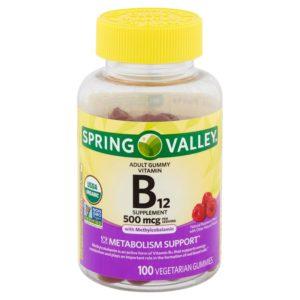 Spring Valley Organic Vegetarian Vitamin B12 Gummies, 500 Mcg, 100 Ct