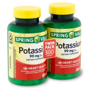 Spring Valley Potassium Caplets, 99 Mg, 250 Ct, 2 Pack
