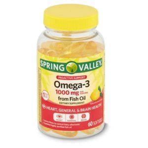 Spring Valley Proactive Support Omega-3 From Fish Oil Dietary Supplement, 1000 Mg, 60 Count