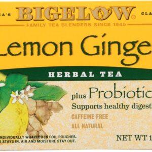Bigelow Herbal Tea, Lemon Ginger Plus Probiotics, Tea Bags, 18 Count