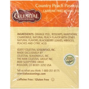Celestial Seasonings Country Peach Passion Herbal Tea, 20 Ct Tea Bags
