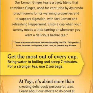 Yogi Tea, Herbal Tea Bags, Lemon Ginger Tea, Supports Healthy Digestion, 16 Ct Tea Bags